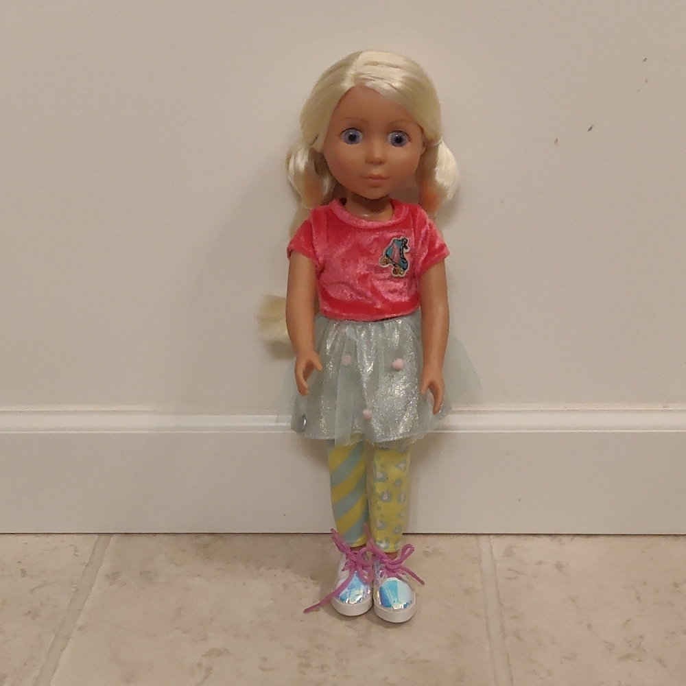 Glitter Girls 14-inch poseable Stylish Doll with Pink Top and Blonde Hair